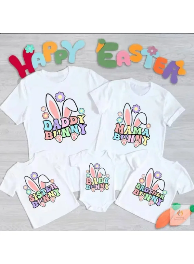 ماتشينج فاميلي اوتفيتس قمصان عائلية متطابقة بطبعة أرنب عيد الفصح اللطيف | مصنوعة من قطن 100% | أزياء العيد للأم والأب والابن والابنة | فكرة هدية ممتعة لمناسبات عيد الفصح واحتفالات الربيع