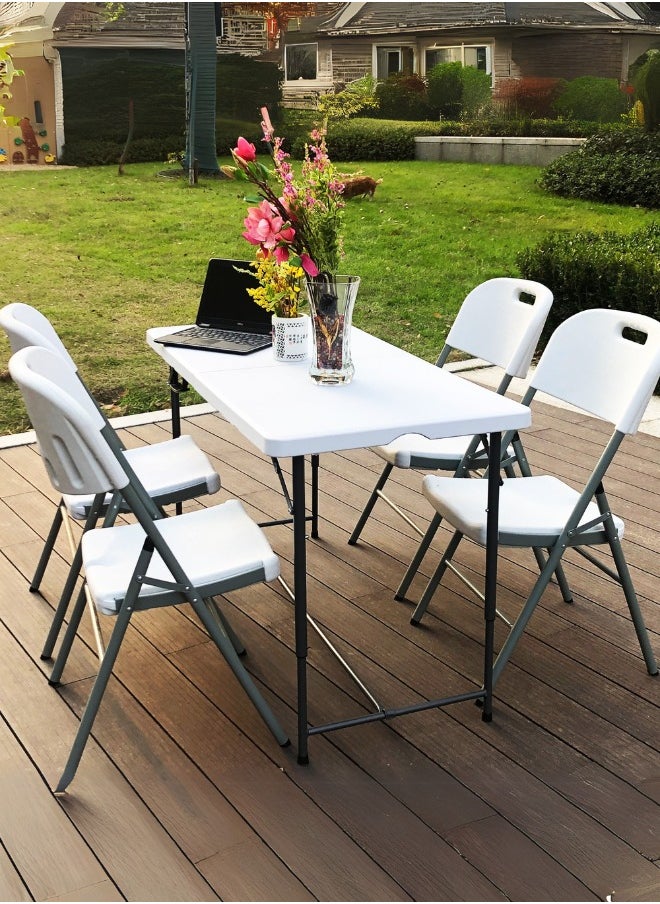 Marcolo 122cm Folding Table – Heavy Duty, Portable Centerfold Table with Safety Lock, Compact Plastic Table for Indoor & Outdoor Use  - Image 4