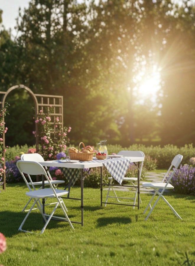 ماركولو طاولة قابلة للطي 120x60 سم – شديدة التحمل، محمولة، تصميم قابل للطي من المنتصف، طاولة بلاستيك مدمجة للاستخدام الداخلي والخارجي - Image 5