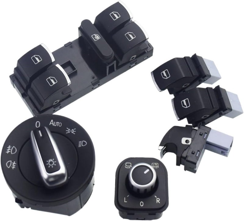 QASULER Chrome Headlight and Mirror Control Switch Set - Image 1