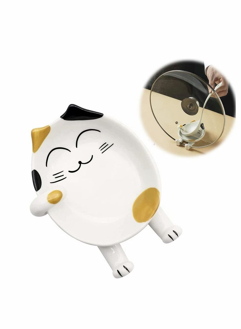 KASTWAVE Spoon Rest for Kitchen, Ceramic Cute Cat Spoon Holder for Cooking, Counter, Stove Top, Utensil Holder, Coffee Spoon Rest, Kitchen Decor, Cute Novelty Gift for Cat Lover - Image 1