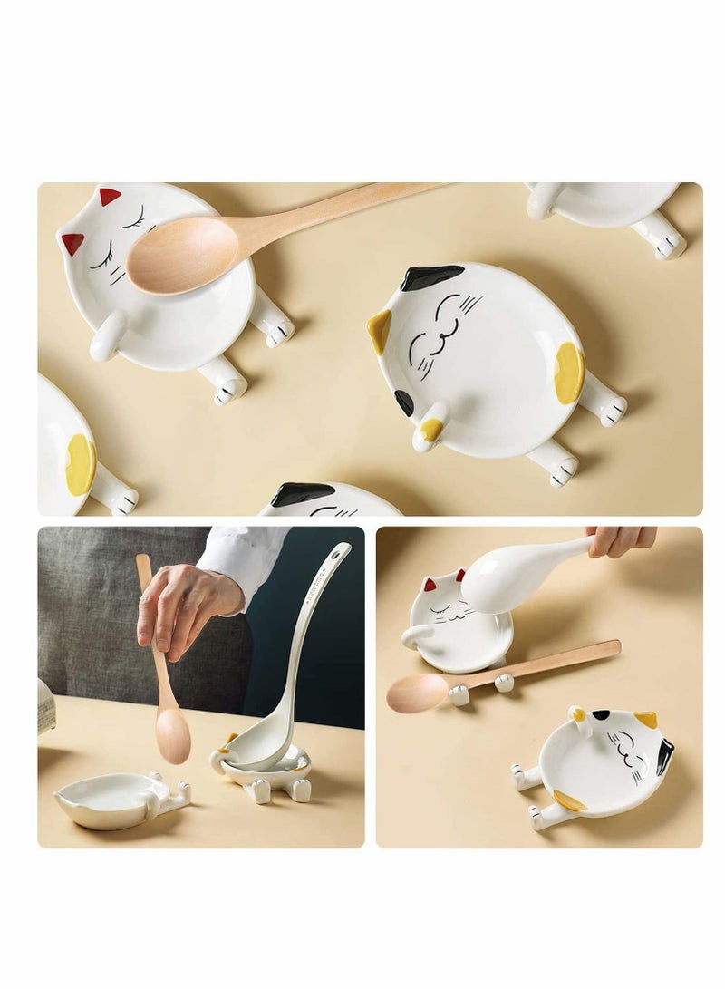 KASTWAVE Spoon Rest for Kitchen, Ceramic Cute Cat Spoon Holder for Cooking, Counter, Stove Top, Utensil Holder, Coffee Spoon Rest, Kitchen Decor, Cute Novelty Gift for Cat Lover - Image 3