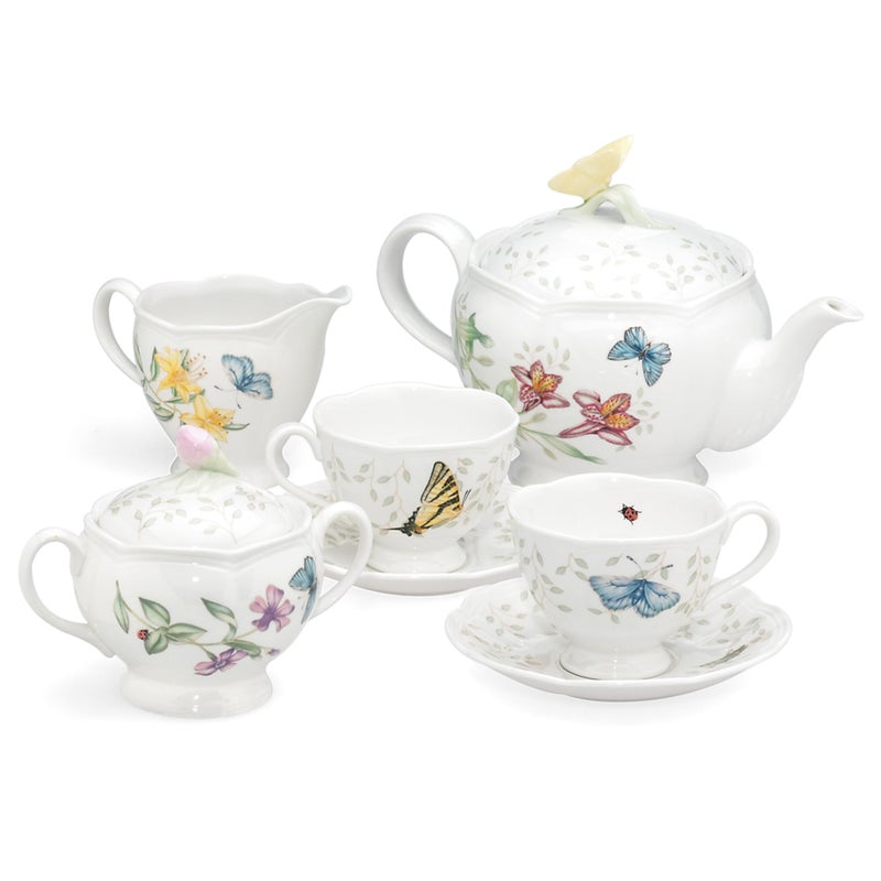 Lenox Butterfly Meadow 8Piece Tea Set Service for 2 White