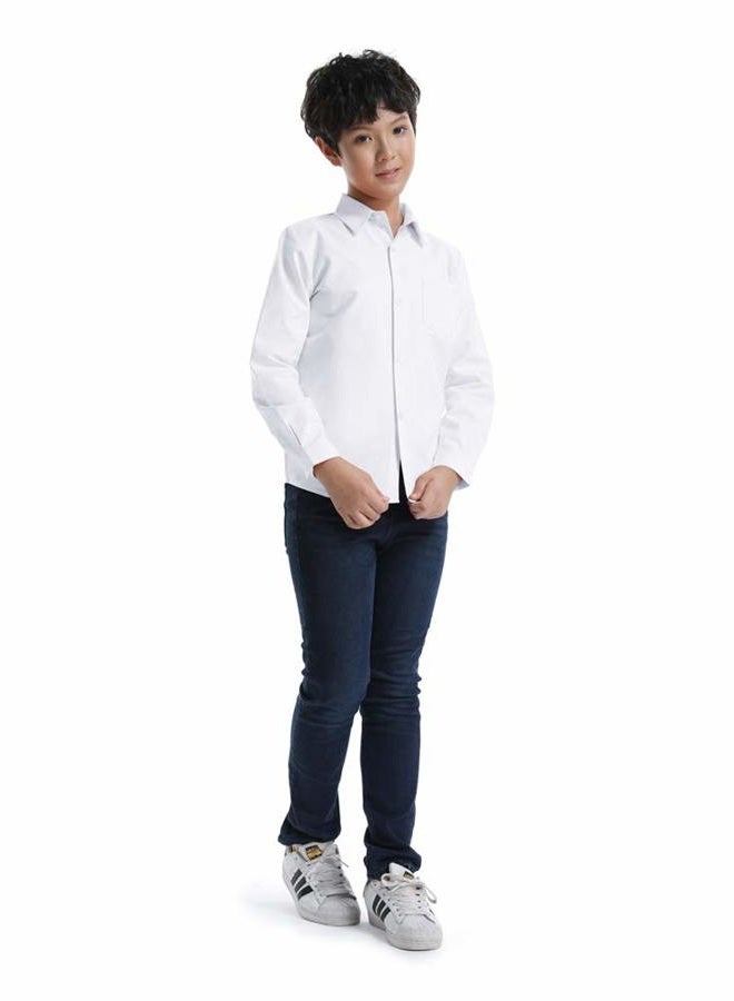 OCHENTA Toddler Baby Boys' Oxford Dress Shirts Button Down Long Sleeve Little Kids Casual Formal School Uniform Shirt White Tag 90CM - 18 Months, N005 White, 18 Months - Image 3