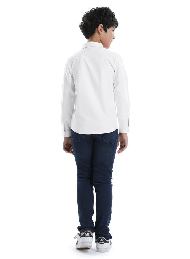 OCHENTA Toddler Baby Boys' Oxford Dress Shirts Button Down Long Sleeve Little Kids Casual Formal School Uniform Shirt White Tag 90CM - 18 Months, N005 White, 18 Months - Image 5