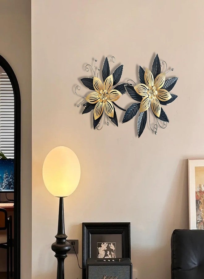 LIFFY Black Wall Decor,15" 3D Multi-layer Metal Flowers Wall Decor, Rustic Modern Floral Sculpture for Indoor Kitchen Bedroom Living Room Office Outdoor Garden Patio - Image 4