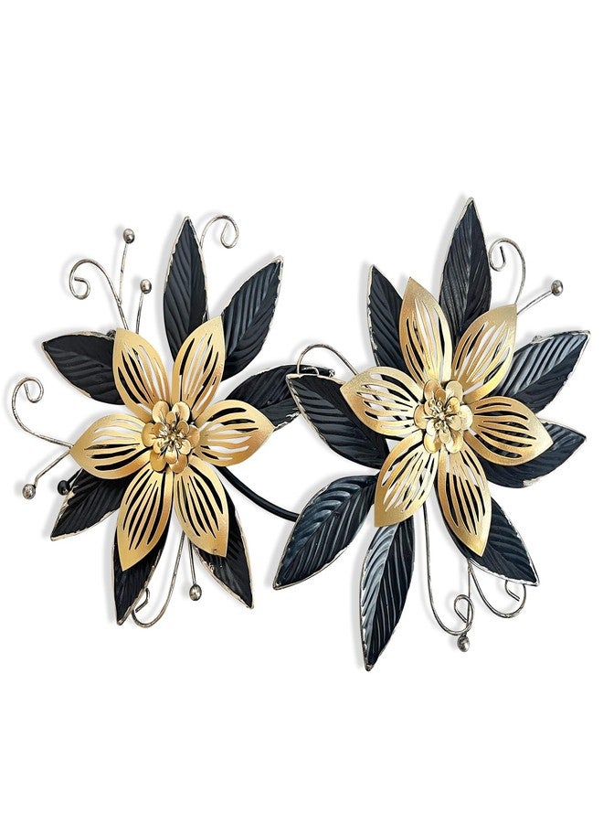 LIFFY Black Wall Decor,15" 3D Multi-layer Metal Flowers Wall Decor, Rustic Modern Floral Sculpture for Indoor Kitchen Bedroom Living Room Office Outdoor Garden Patio - Image 1