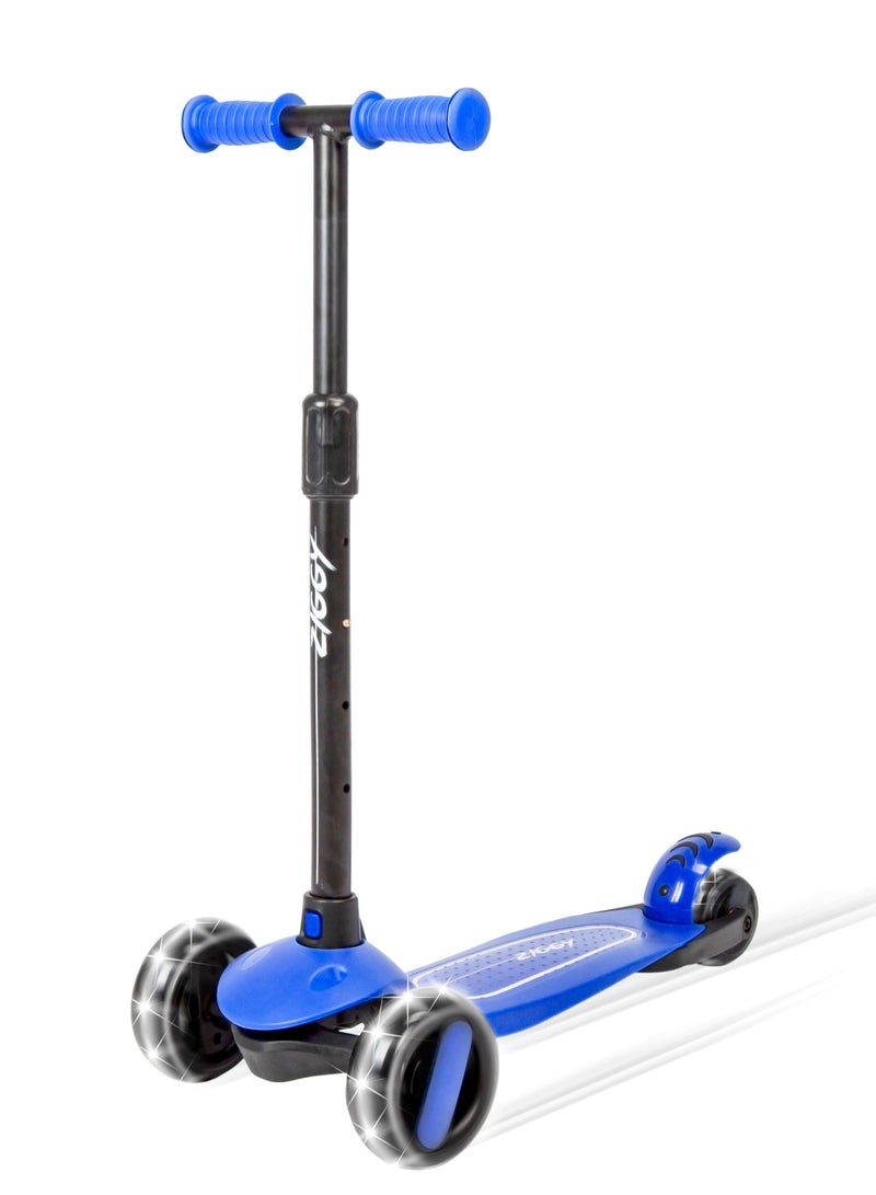 ZIGGY 3-Wheel Tilt Scooter for Kids Ages 3 to 6 | Blue Kick Scooter with LED Light-Up Wheels, 4-Height Adjustable Handlebar, Lean-to-Steer, ABEC-7 Bearings | ZG-7037 - Image 1
