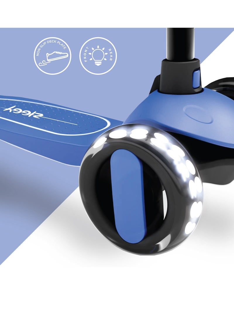 ZIGGY 3-Wheel Tilt Scooter for Kids Ages 3 to 6 | Blue Kick Scooter with LED Light-Up Wheels, 4-Height Adjustable Handlebar, Lean-to-Steer, ABEC-7 Bearings | ZG-7037 - Image 5