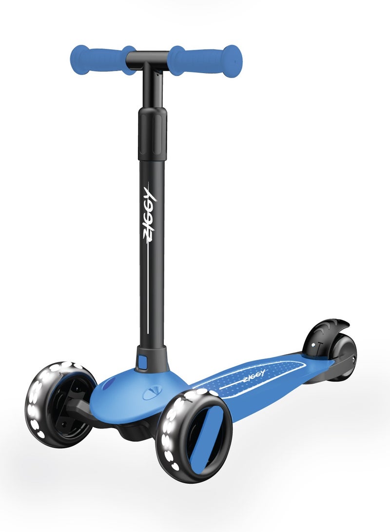 ZIGGY 3-Wheel Tilt Scooter for Kids Ages 3 to 6 | Blue Kick Scooter with LED Light-Up Wheels, 4-Height Adjustable Handlebar, Lean-to-Steer, ABEC-7 Bearings | ZG-7037 - Image 2