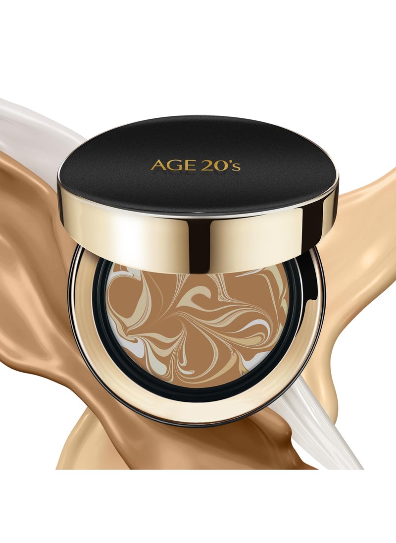 AGE 20's AGE20'S Signature Essence Pact SPF 50+ | Pack of 1 | 29 Caramel | Cream Foundation, Dewy Finish, Natural Coverage | Korean Cushion Foundation 