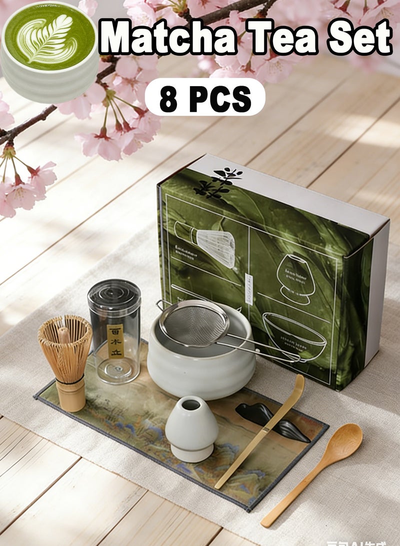 Forest Home 8 Piece Matcha Whisk Set Bamboo Matcha Tools for Stirring Matcha Tea - Image 1