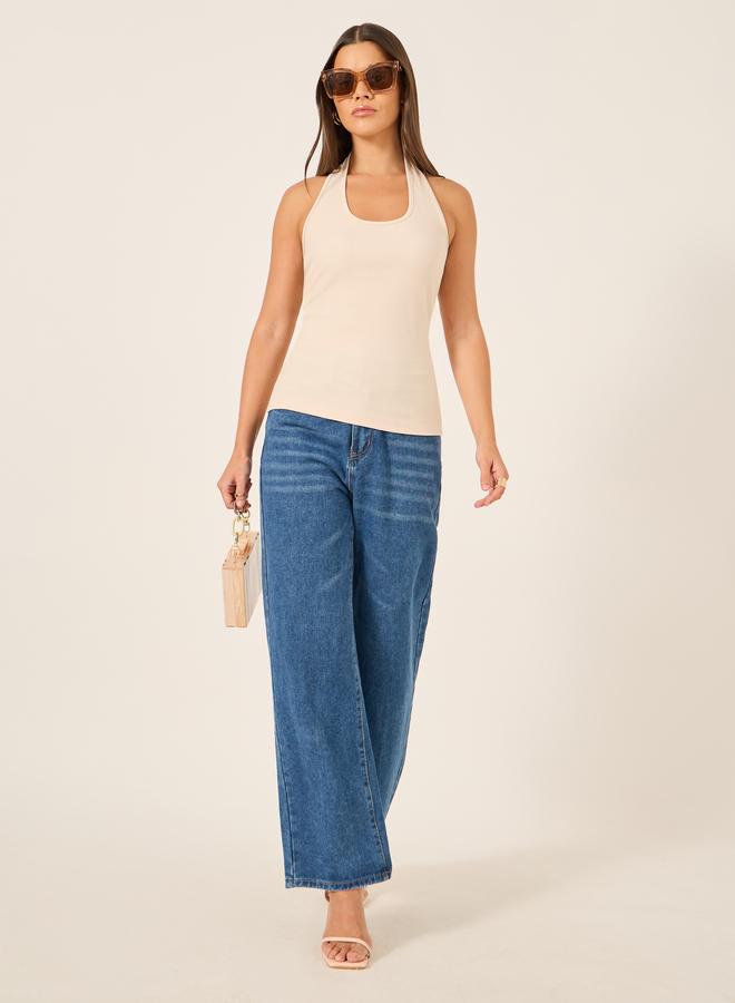 Styli Styli Ribbed Halter Neck Fitted Tank T-Shirt  - Image 2