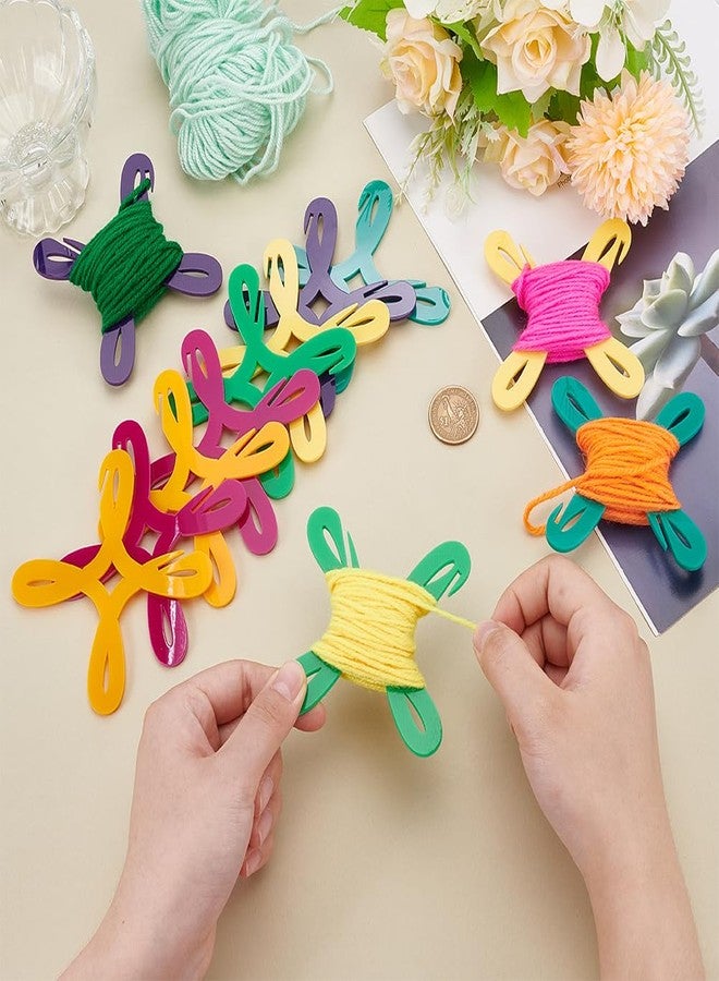 BENECREAT 12Pcs 6 Colors Small Yarn Bobbins, Colorful Acrylic Yarn Winder Cross Stitch Bobbin Organizer Thread Knitting Sewing Crochet Weave Winder Tool for Knitting Sewing, 3x3inch - Image 3