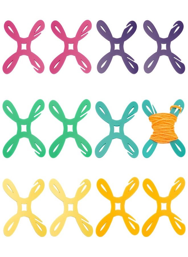 BENECREAT 12Pcs 6 Colors Small Yarn Bobbins, Colorful Acrylic Yarn Winder Cross Stitch Bobbin Organizer Thread Knitting Sewing Crochet Weave Winder Tool for Knitting Sewing, 3x3inch - Image 1