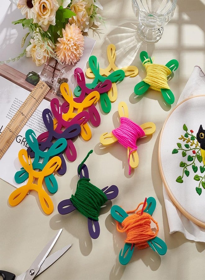 BENECREAT 12Pcs 6 Colors Small Yarn Bobbins, Colorful Acrylic Yarn Winder Cross Stitch Bobbin Organizer Thread Knitting Sewing Crochet Weave Winder Tool for Knitting Sewing, 3x3inch - Image 5