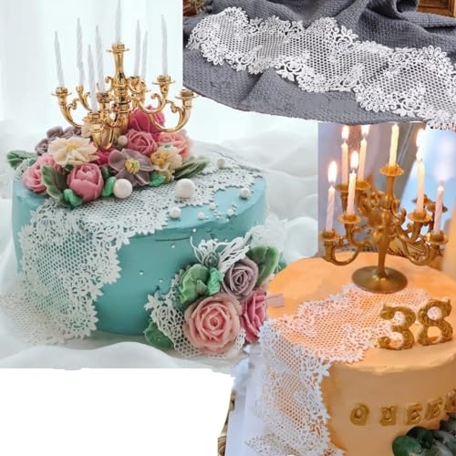 Anyana 12" Sugar Edible Floral French Empire lace Cake Silicone Embossing Mat Texture Fondant Impression lace mat Decorating Mold Gum Paste Cupcake Topper Icing Candy Imprint Baking Moulds Craft - Image 4