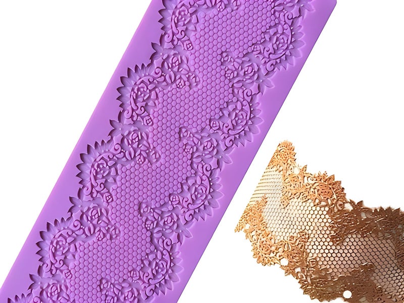 Anyana 12" Sugar Edible Floral French Empire lace Cake Silicone Embossing Mat Texture Fondant Impression lace mat Decorating Mold Gum Paste Cupcake Topper Icing Candy Imprint Baking Moulds Craft - Image 1