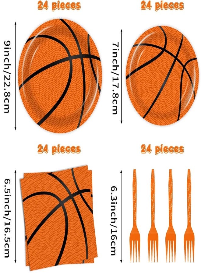 BQK 96 Pcs Basketball Plates & Napkins - Party Supplies, Birthday Decorations, Party Favors for Kids - Image 2