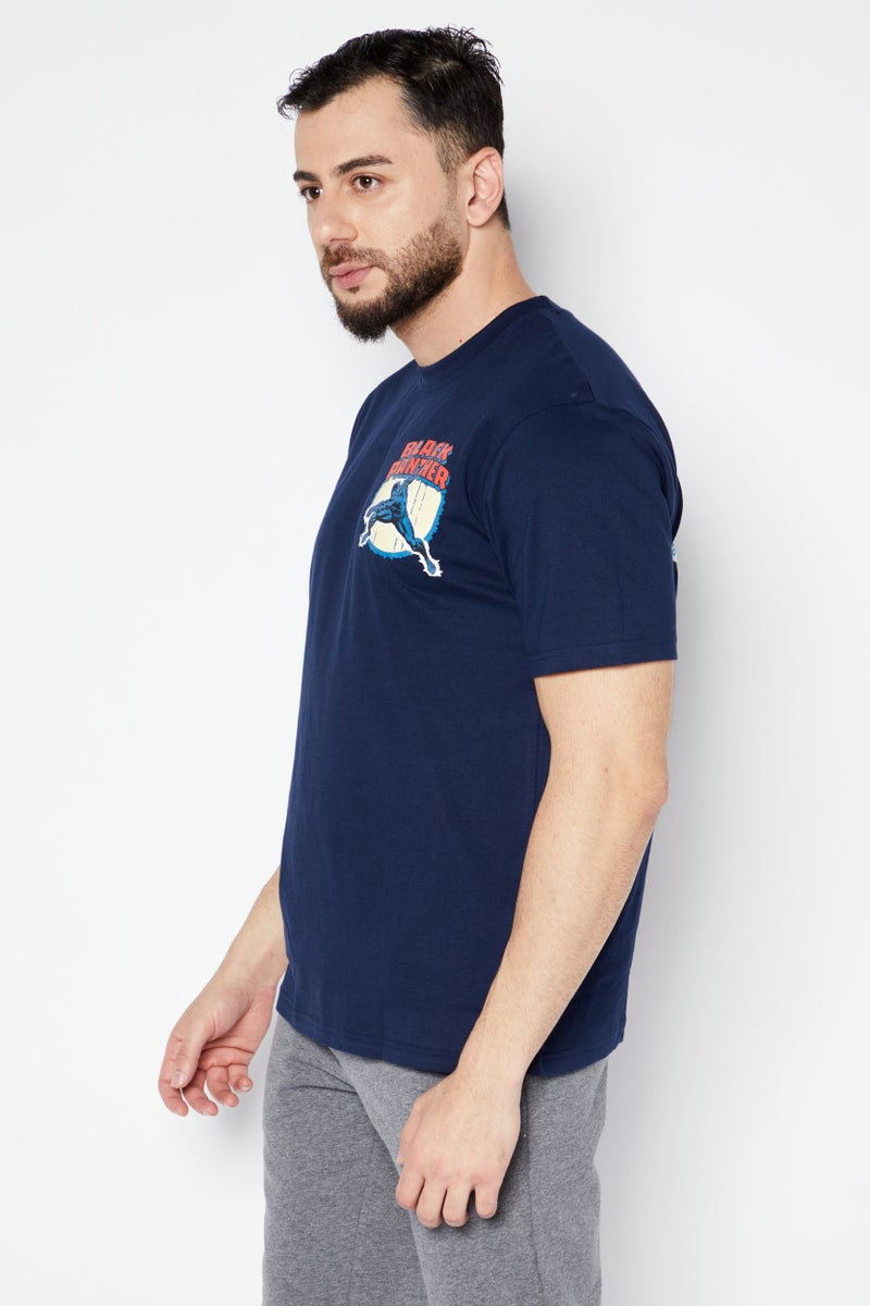 MARVEL Men Crew Neck Short Sleeve Graphic Print T-Shirt, Navy Blue - Image 4