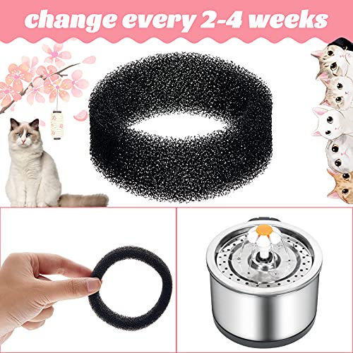 Tuanse 8 Pieces Cat Pet Water Fountain Filters Replacement Round Filter Foam for Pet Cat Drink Water Sponge Filter Replacement for 2. 5 L/84 oz 2. 2 L/ 74 oz Stainless Steel Dog Fountain - Image 5