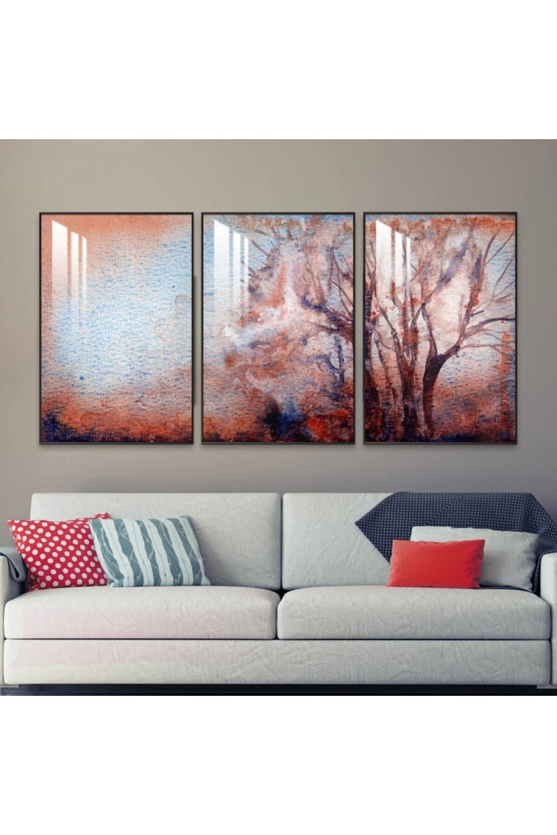 Marktna Three wooden wall painting with a frame and a clear acrylic layer - Image 1