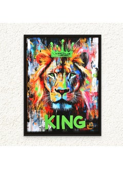 Art Decor Art Decor Framed Canvas Wall Art of Colorful Pop Art Lion Artwork Street Graffiti of Wild Animal Portrait Urban Print Wall Décor for Office Home Living Room Bedroom Home Décor Gifting  - Image 1