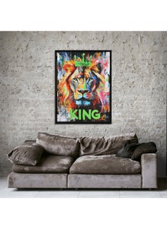 Art Decor Art Decor Framed Canvas Wall Art of Colorful Pop Art Lion Artwork Street Graffiti of Wild Animal Portrait Urban Print Wall Décor for Office Home Living Room Bedroom Home Décor Gifting  - Image 3