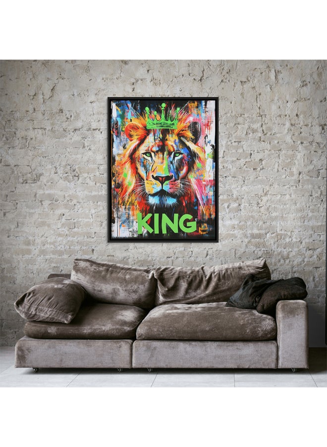 Art Decor Art Decor Framed Canvas Wall Art of Colorful Pop Art Lion Artwork Street Graffiti of Wild Animal Portrait Urban Print Wall Décor for Office Home Living Room Bedroom Home Décor Gifting  - Image 3