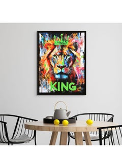 Art Decor Art Decor Framed Canvas Wall Art of Colorful Pop Art Lion Artwork Street Graffiti of Wild Animal Portrait Urban Print Wall Décor for Office Home Living Room Bedroom Home Décor Gifting  - Image 2