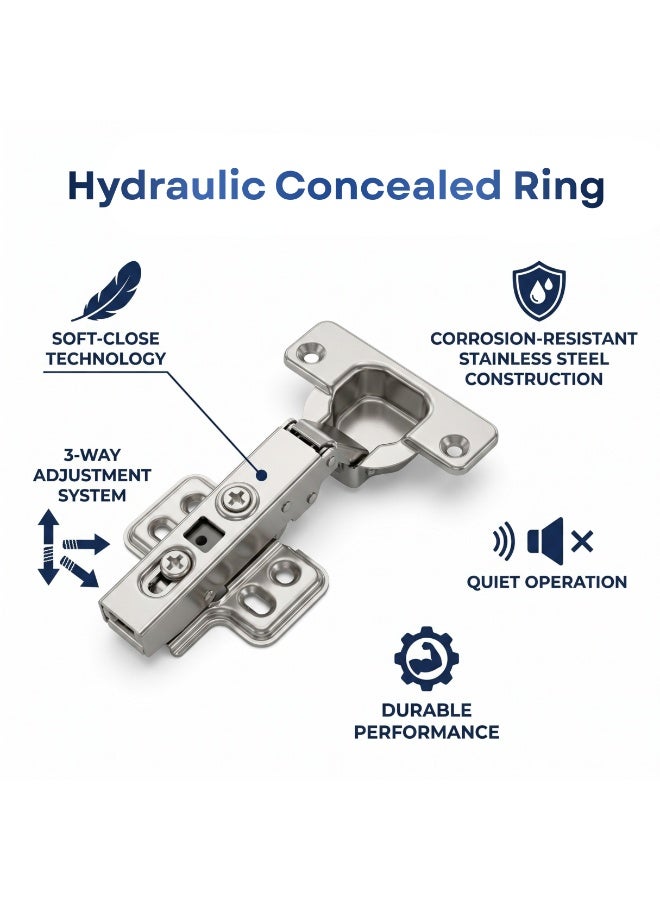 Concealed Hydraulic Cabinet Hinges – Soft Close Door Hinges for Kitchen, Wardrobe & Furniture (PACK OF 2) - Image 2