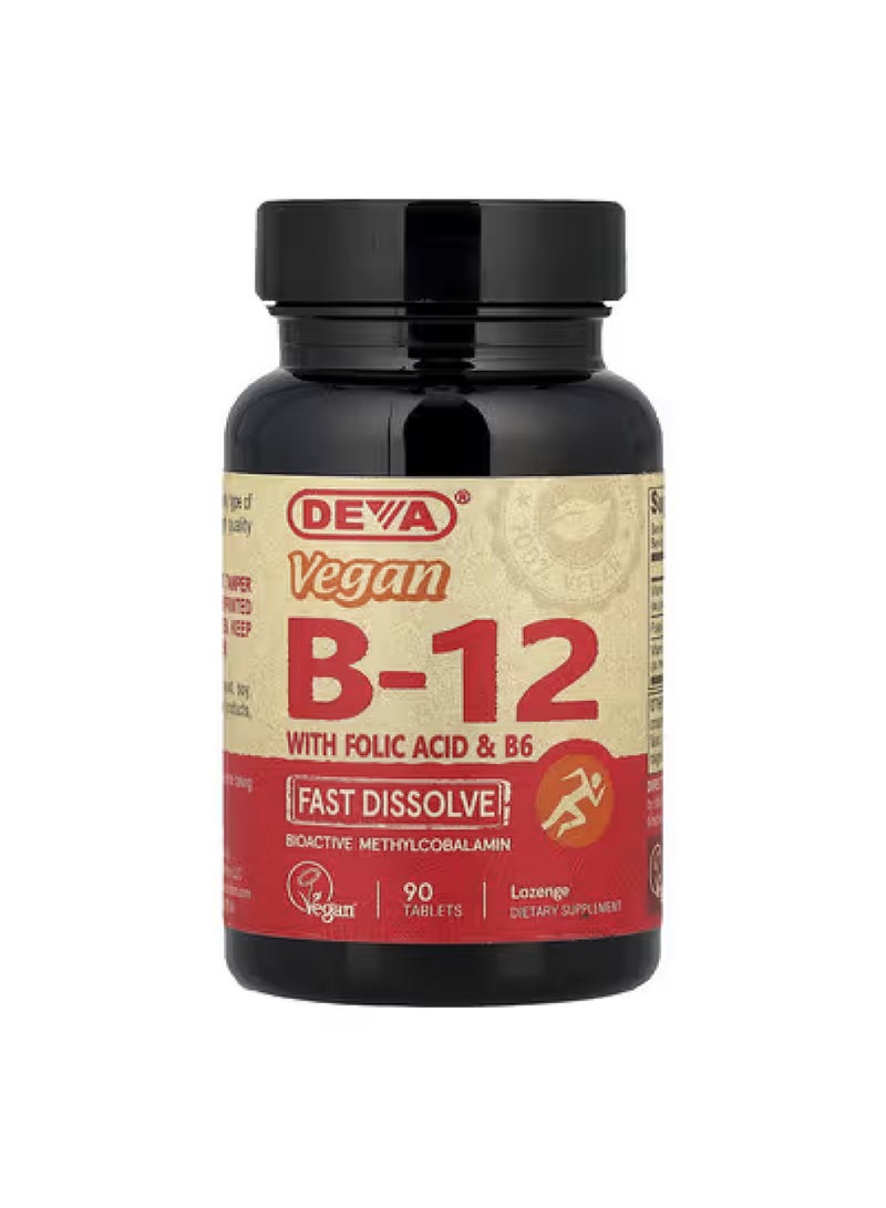 Deva Vegan B12 with Folic Acid & B6, Fast-Dissolve, 90 Tablets