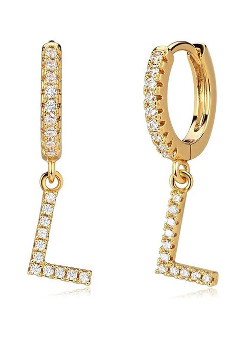 Women Huggie Hoop Earrings Gold Initial A-Z Dangle Drop Cubic Zirconia 14K Gold Filled Small Simple Hypoallergenic Personalized Jewelry - 26 Letters
