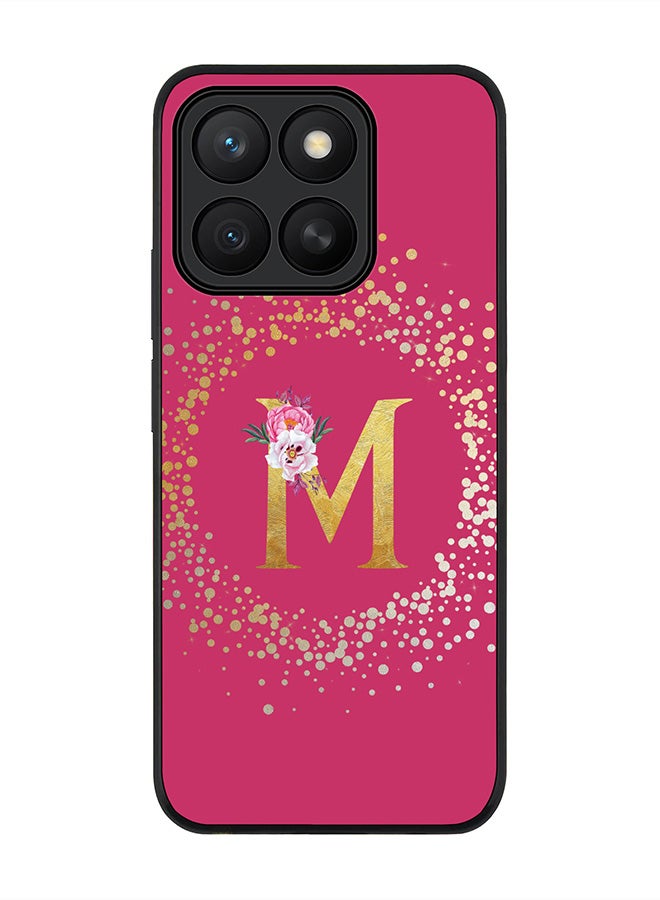 Stylizedd For Honor X8c Case,Slim fit Camera Protection, Shockproof Thin Phone cover  - Custom Monogram Floral - M ( Deep Pink )
