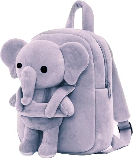 Frantic Kids Soft Cartoon Travelling School Bag Soft Plush 1 Compartment Backpacks Boys Girls Baby for 2 to 5 Years Baby/Boys/Girls Nursery, Preschool, Picnic(1_FullBody_GreyElephant_ 2023_A) - Image 4