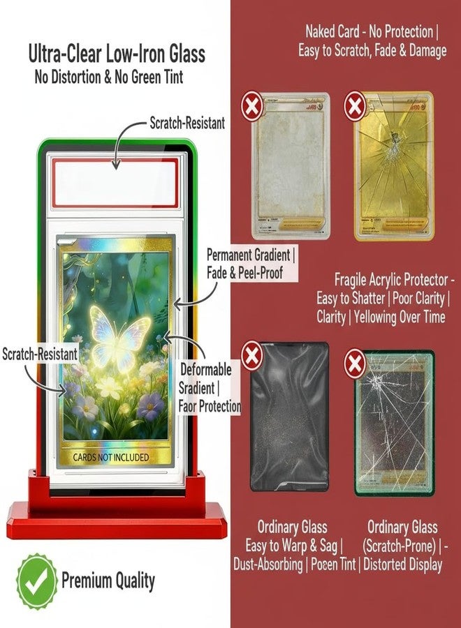 YZtree Magnetic Metal Slab Case for 35PT PSA/CGC: Gradient Magnetic Graded Card Slab Protector with Metal Display Stand, U-V Protection UltraClear Glass, 9-Point Magnetic Lock-Red, Yellow, Green Gradient - Image 3