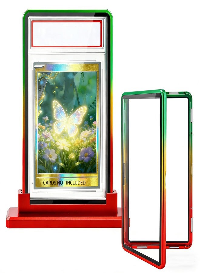 YZtree Magnetic Metal Slab Case for 35PT PSA/CGC: Gradient Magnetic Graded Card Slab Protector with Metal Display Stand, U-V Protection UltraClear Glass, 9-Point Magnetic Lock-Red, Yellow, Green Gradient - Image 1