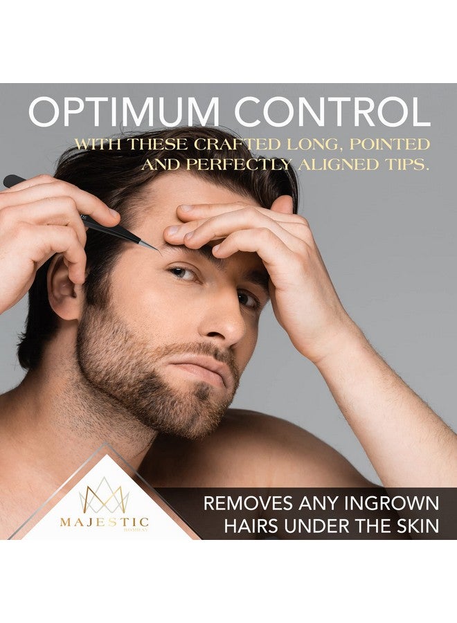 Majestic Bombay Surgical Tweezers for Ingrown Hair - Precision Sharp Needle Nose Pointed Tweezers for Splinters, Ticks & Glass Removal - Best for Eyebrow Hair, Facial Hair Removal(1 pack pointed, black) - Image 4