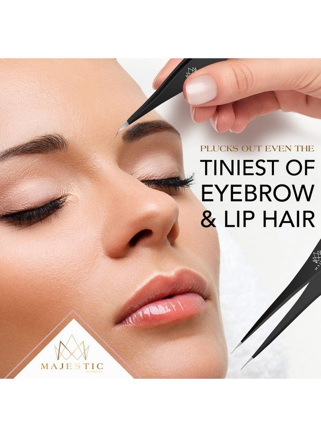 Majestic Bombay Surgical Tweezers for Ingrown Hair - Precision Sharp Needle Nose Pointed Tweezers for Splinters, Ticks & Glass Removal - Best for Eyebrow Hair, Facial Hair Removal(1 pack pointed, black) - Image 5