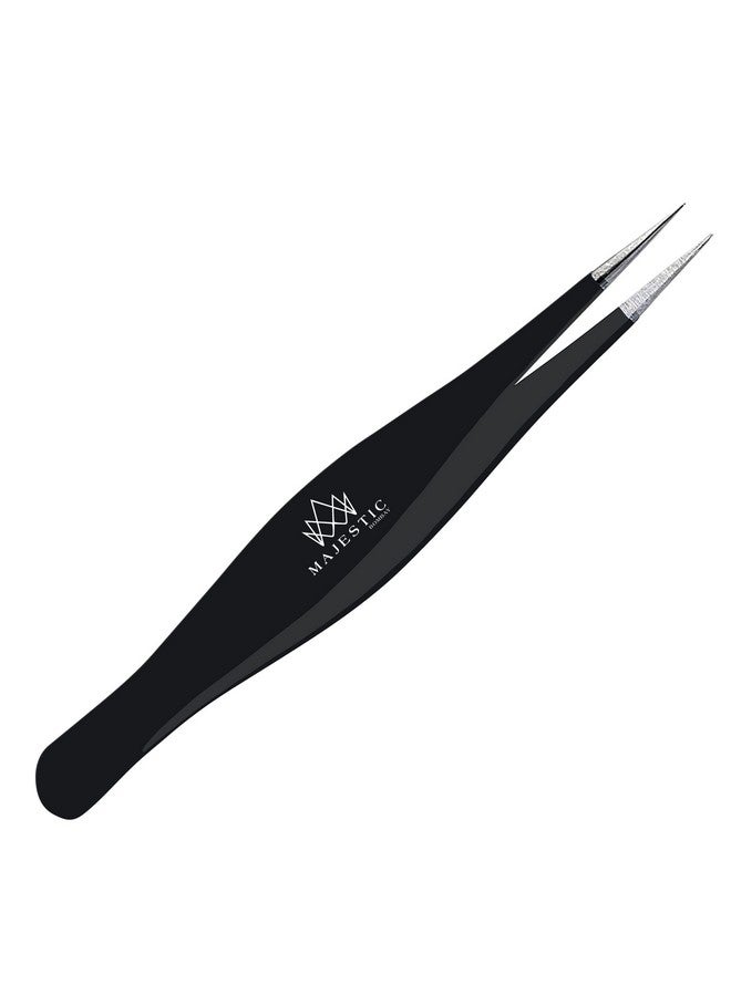 Majestic Bombay Surgical Tweezers for Ingrown Hair - Precision Sharp Needle Nose Pointed Tweezers for Splinters, Ticks & Glass Removal - Best for Eyebrow Hair, Facial Hair Removal(1 pack pointed, black) - Image 1