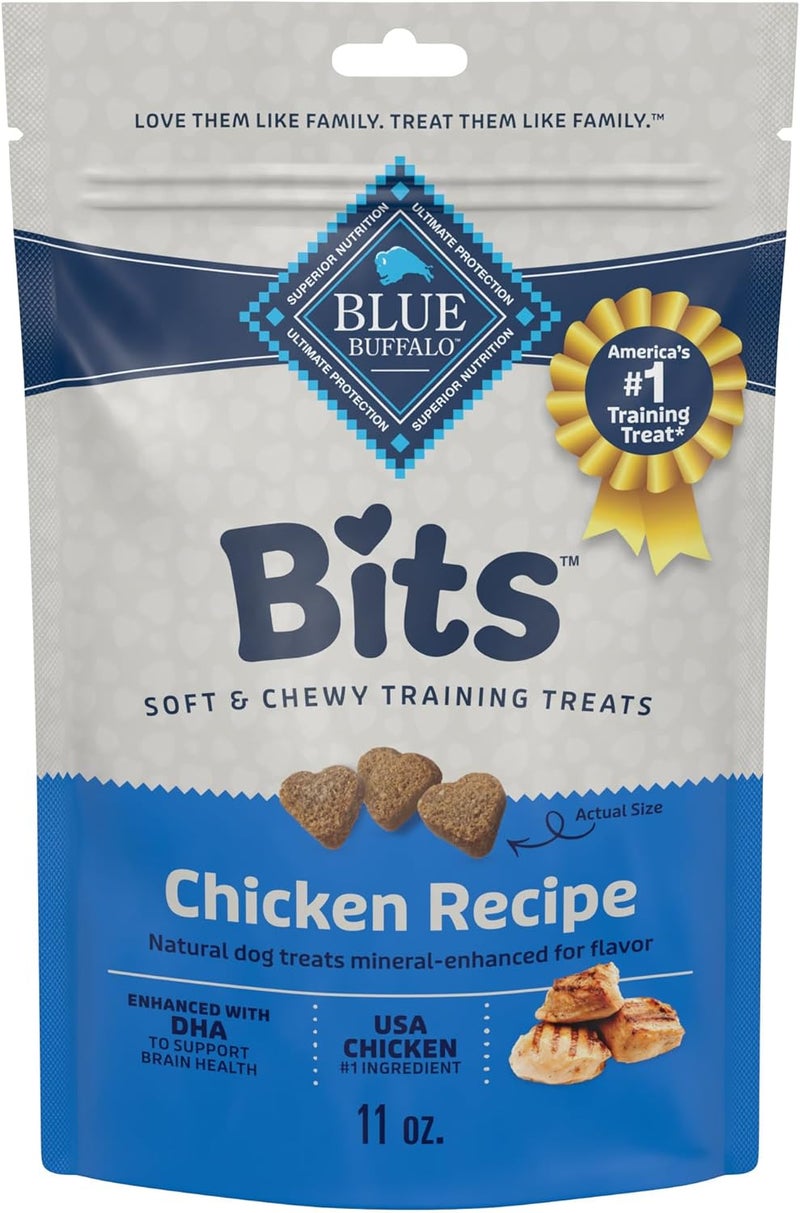 بلو بافلو حلوى تدريب الكلاب Blue Buffalo BLUE Bits الطبيعية الناعمة والرطبة، بنكهة الدجاج، عبوة 11 أونصة - Image 1