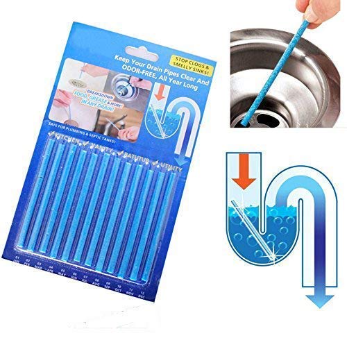 Surat Dream Kitchen Toilet Bathtub Sewage Drain Cleaner Stick and Unscented Deodorizer; Odour Remover (Blue, 12 Sticks) - Image 2