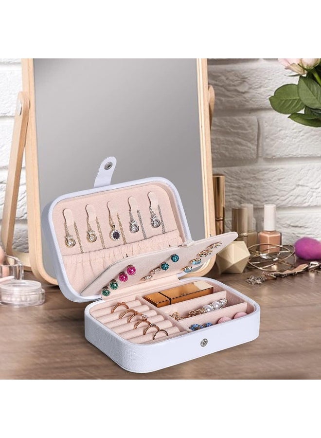 Travel Jewelry Box for Women & Girls – Double Layer PU Leather Jewelry Organizer with Mirror | Portable Mini Jewelry Case for Rings, Necklaces, Bracelets & Earrings, Compact Jewelry Storage Box, Bridesmaid Gift, Travel Jewelry Organizer, PU Leather Jewelry Case, Jewelry Holder - Image 2