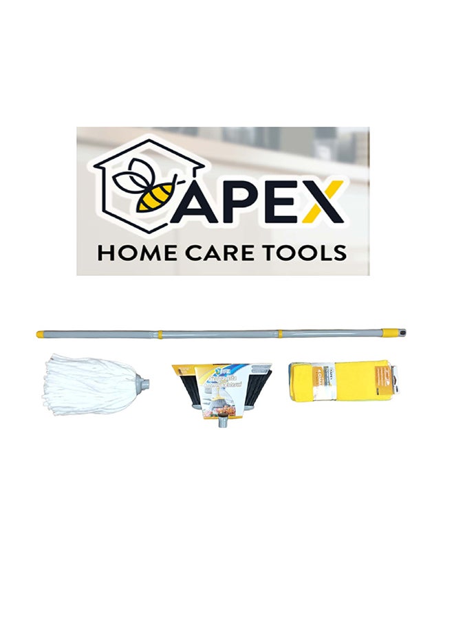 APEX - Combo set of broom, mop, handle & a cloths set - Image 1