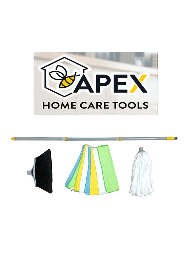 APEX - Combo set of broom, mop, handle & a cloths set - Image 1