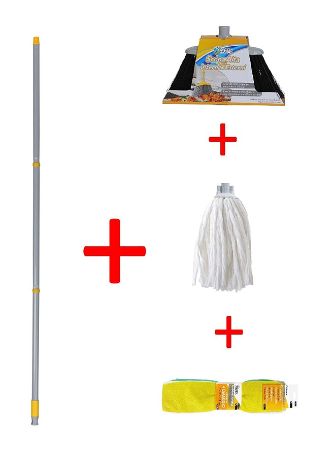 APEX - Combo set of broom, mop, handle & a cloths set - Image 1