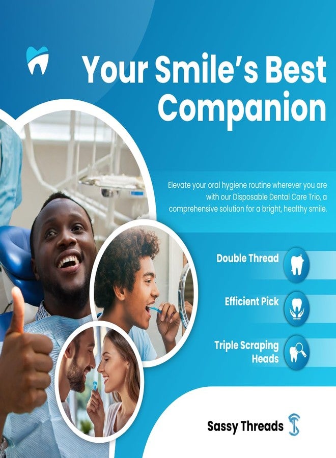 St 3-in-1 Complete Dental Care Set: Double Thread Floss Picks, Toothpicks, and Tongue Scraper - Your Oral Hygiene Solution with Disposable Floss Sticks for On The Go or Travel (3 - Image 3