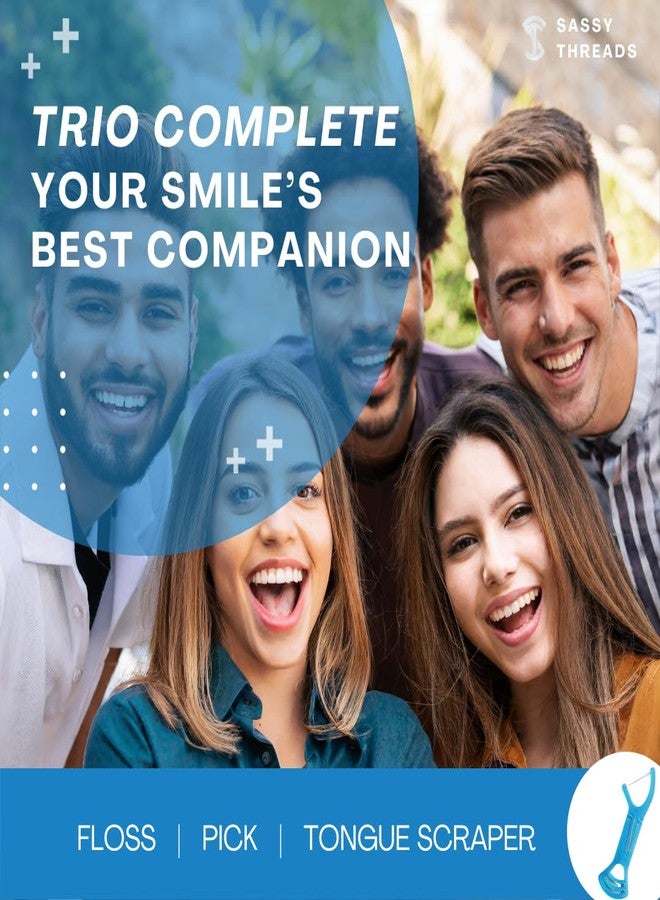 St 3-in-1 Complete Dental Care Set: Double Thread Floss Picks, Toothpicks, and Tongue Scraper - Your Oral Hygiene Solution with Disposable Floss Sticks for On The Go or Travel (3 - Image 2
