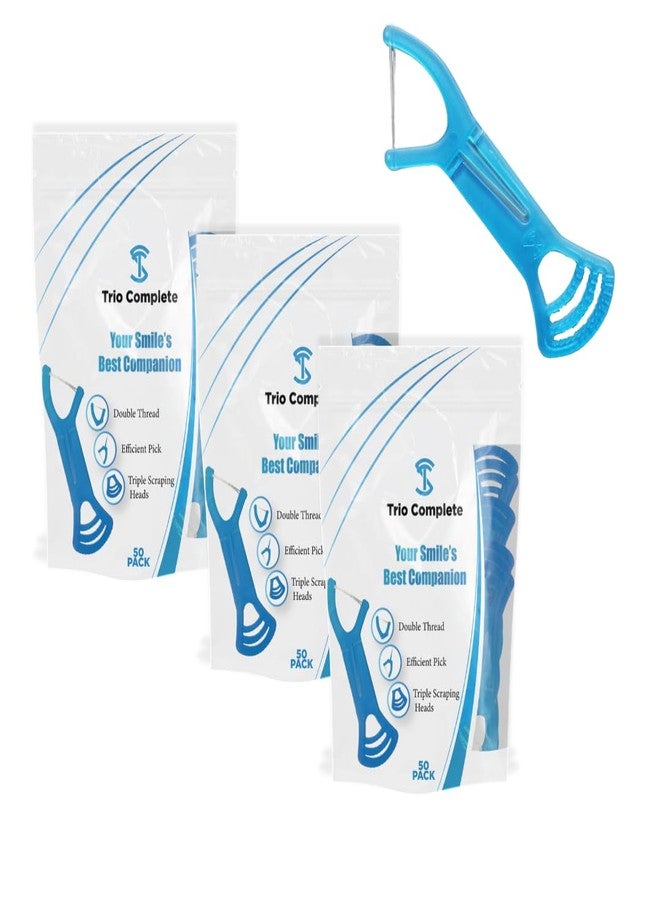 St 3-in-1 Complete Dental Care Set: Double Thread Floss Picks, Toothpicks, and Tongue Scraper - Your Oral Hygiene Solution with Disposable Floss Sticks for On The Go or Travel (3 - Image 1