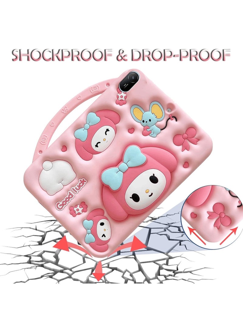 Aookay Compatible with Huawei MatePad SE 11 Inch 2024 Kids Case, Shockproof Silicone Cartoon Melody Cover with Handle Stand, Shoulder Strap (Pink)  - Image 4
